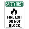Signmission OSHA Sign, Fire Exit Do Not Block W/ Symbol, 5in X 3.5in Decal, 10PK, 3.5"W, 5" L, Portrait, PK10 OS-SF-D-35-V-11116-10PK